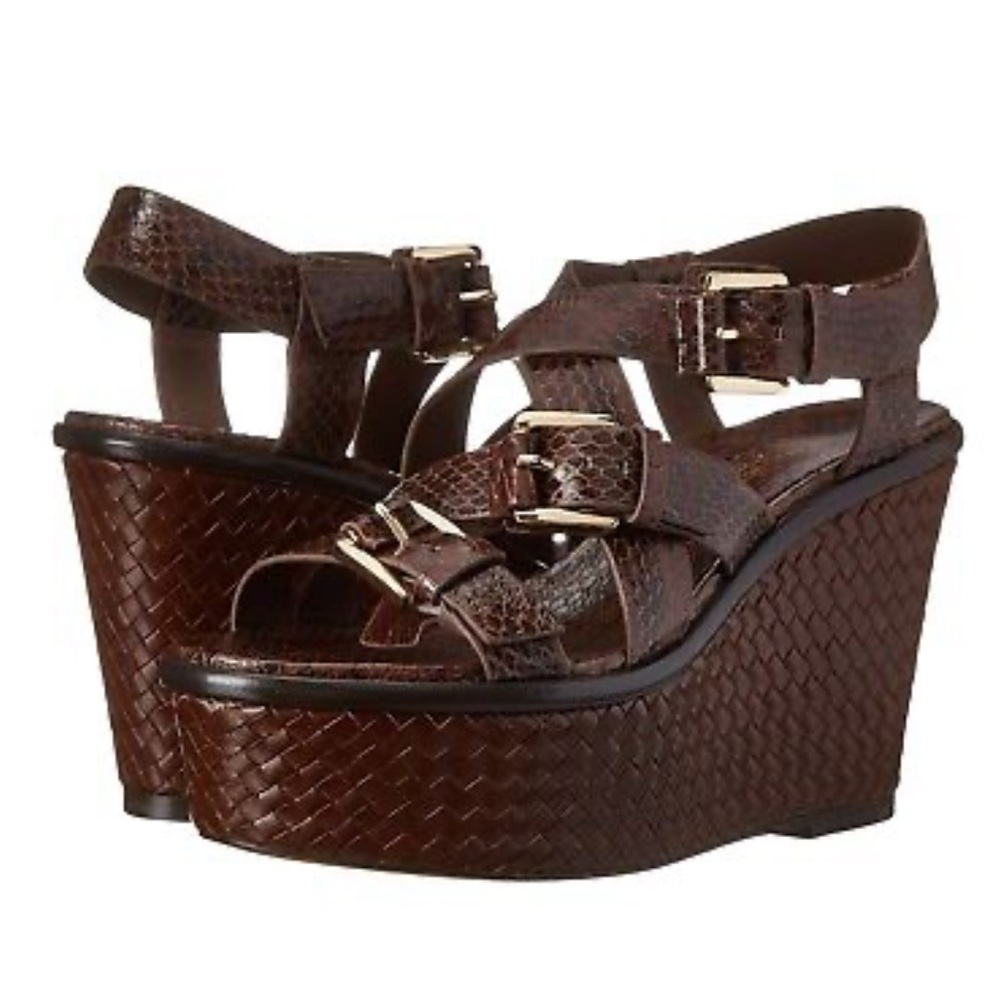 Michael Kors Collection Varick Snake Print Wedge Sandals